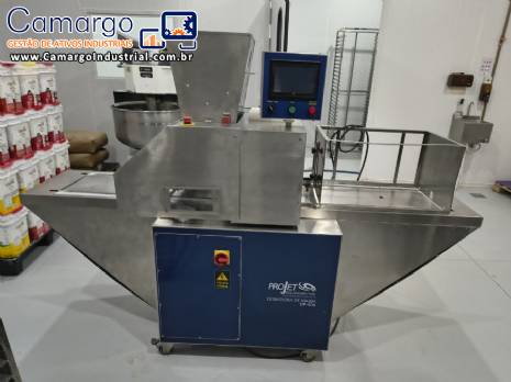 Dosadora roseteira corte arame em inox com alimentador de bandejas automático para pão de queijo cookies Projet Equipamentos Dosadora roseteira corte arame em inox com alimentador de bandejas automático para pão de queijo cookies Projet Equipamentos